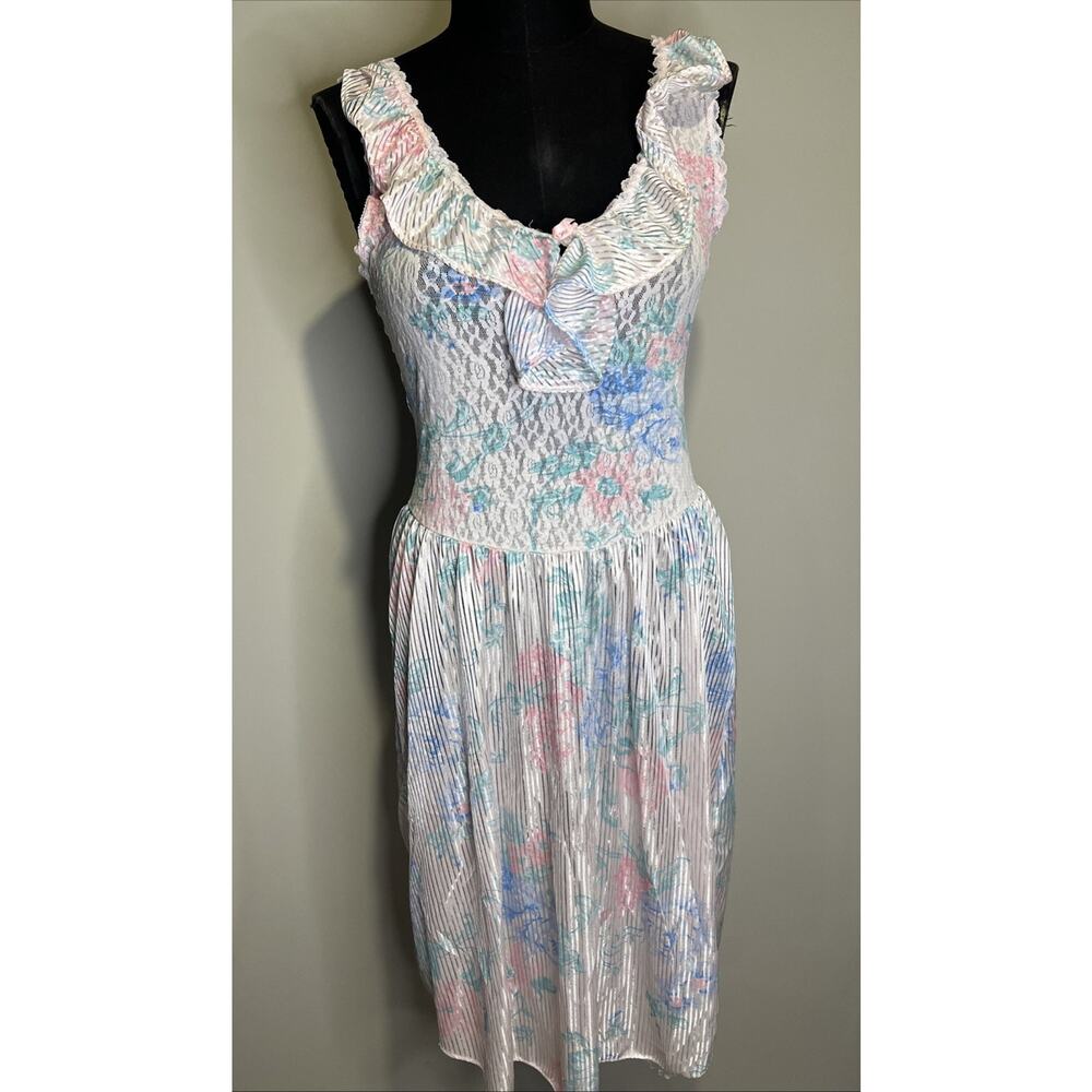 Heart To Heart Sleepthings Small‎ Floral 80s Nightie Lace And Nylon Vintage